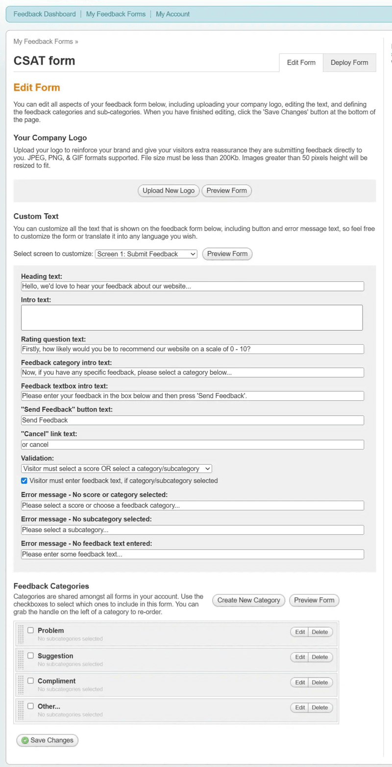 Building a survey in Feedbackify.