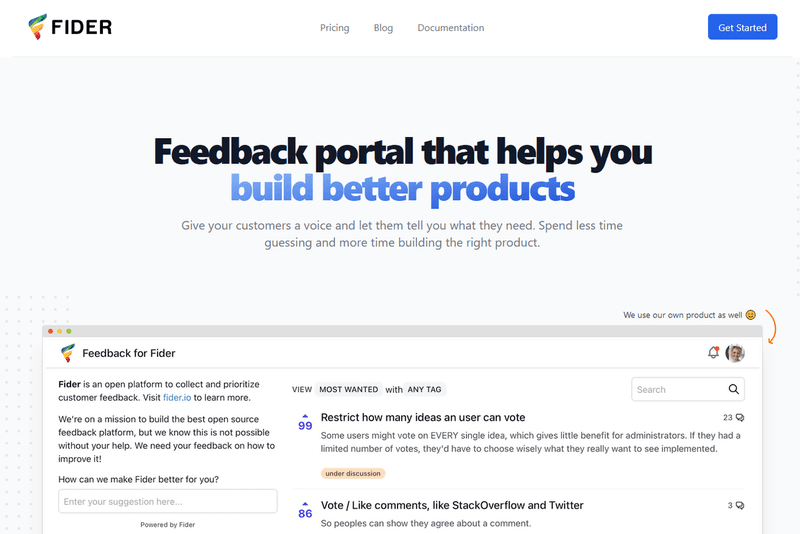 Fider-homepage