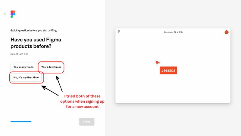 Figma onboarding survey - interactive walkthrough vs product tour