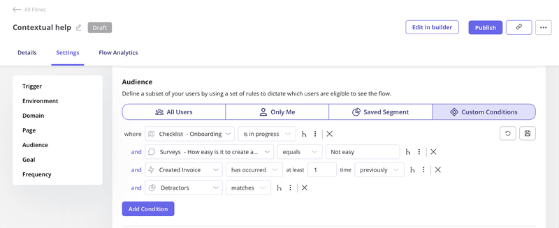 Web app user segmentation in Userpilot applying app onboarding best practices