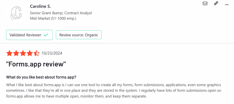 Forms.app G2 review.