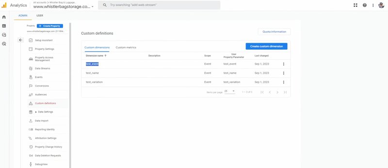 Google Analytics custom dimensions