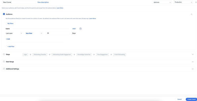 Funnel report in GainsightPX