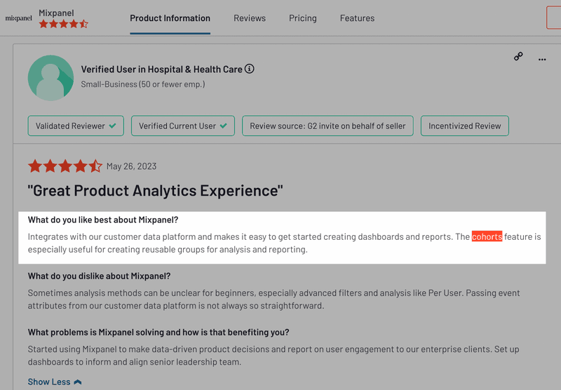 Mixpanel cohorts review