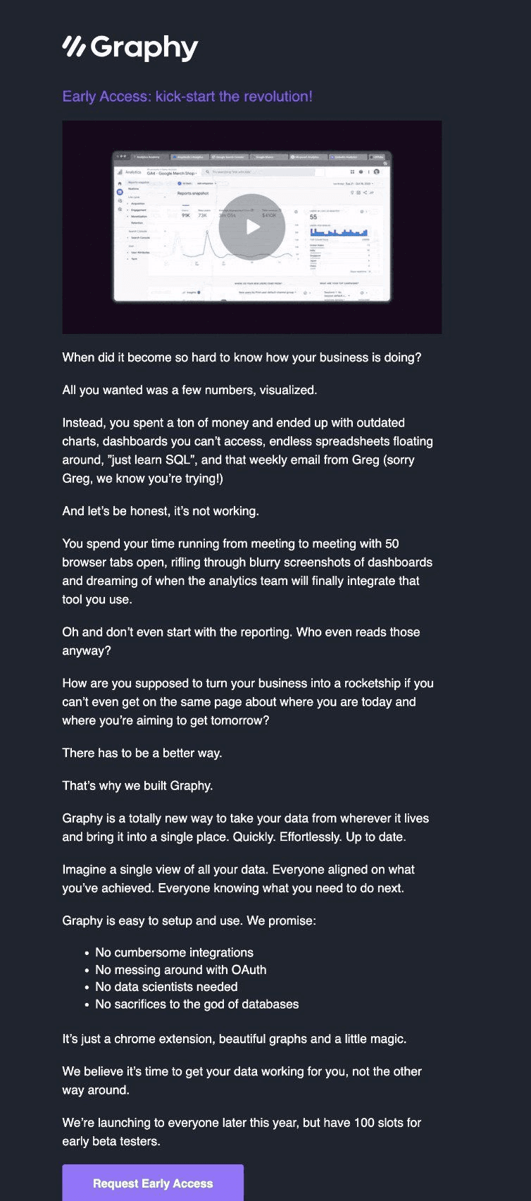 Graphy product launch email.
