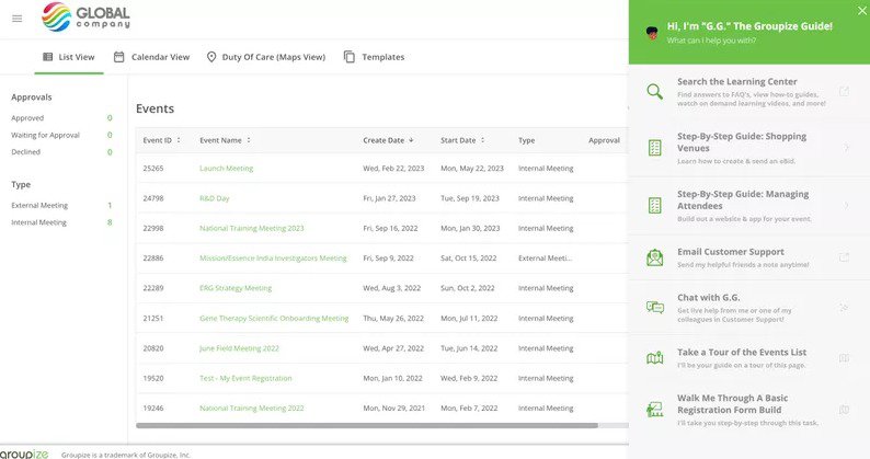 Groupize resource center created with Userpilot