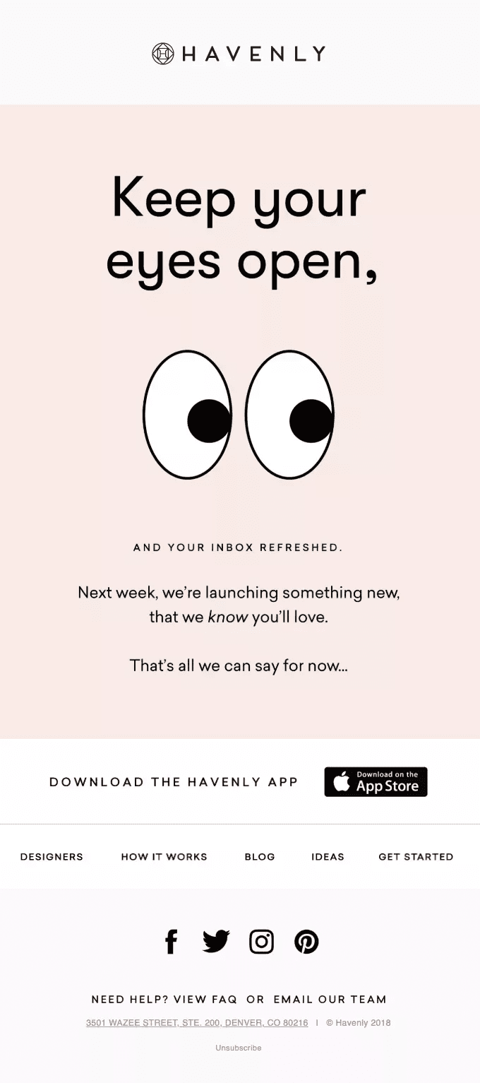 Havenly app product coming soon email