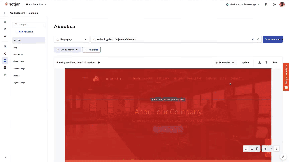 Hotjar heatmap scrolling