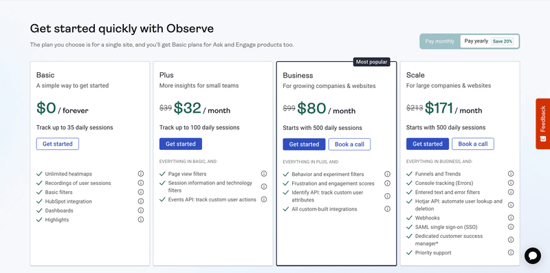 hotjar pricing