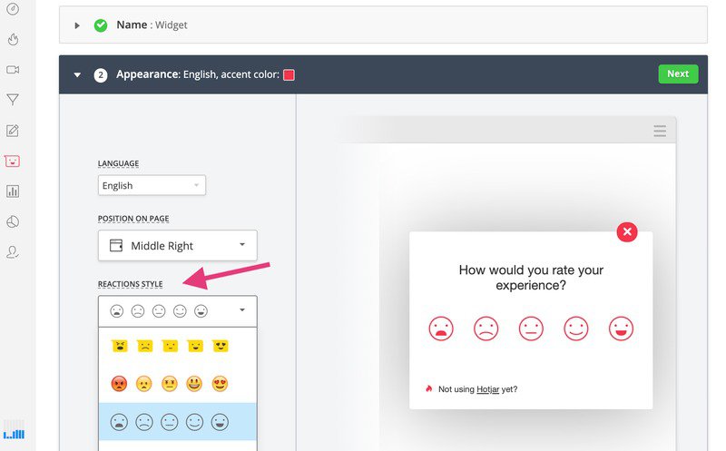 Hotjar surveys.