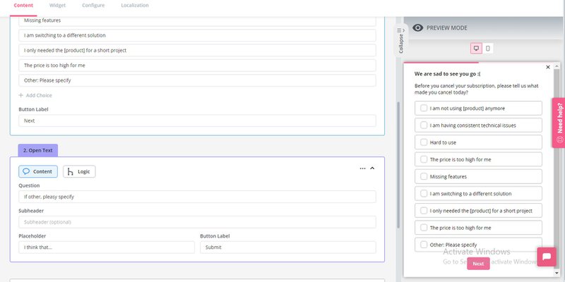Create a churn survey with Userpilot.