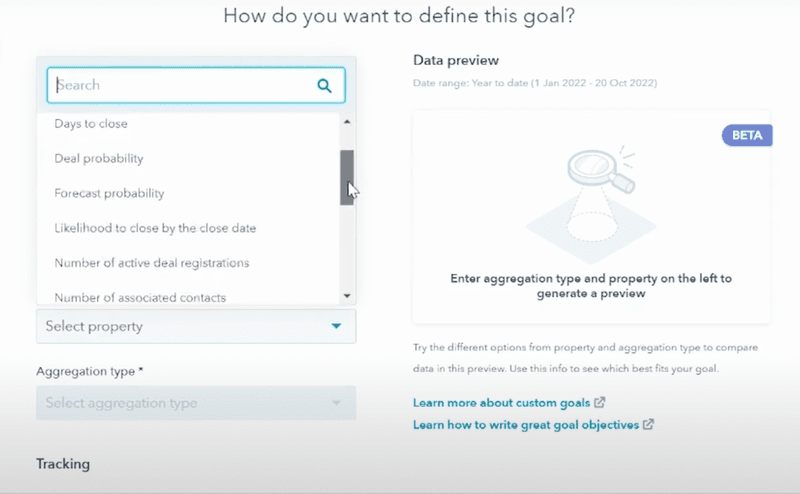 HubSpot analytics goals