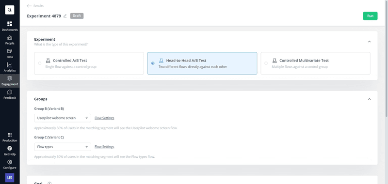 welcome screen ab testing analytics