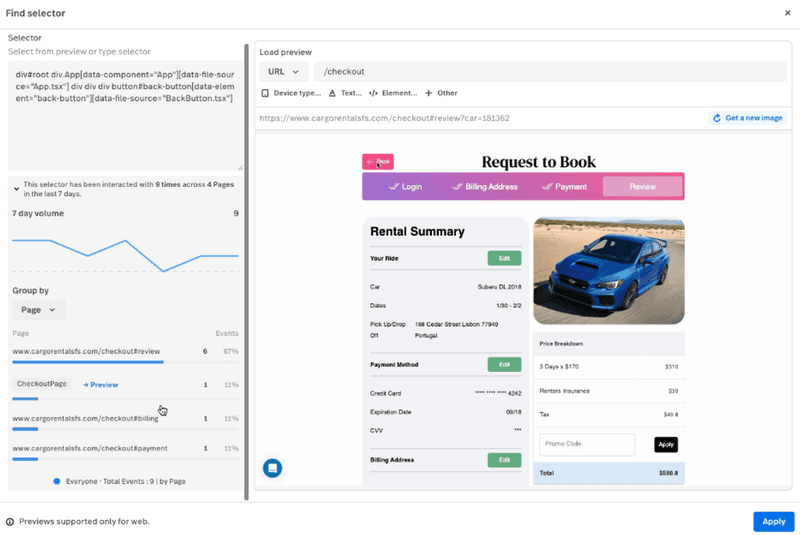 View website analytics on Fullstory