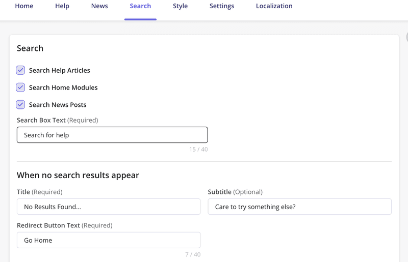 Search-function-customization