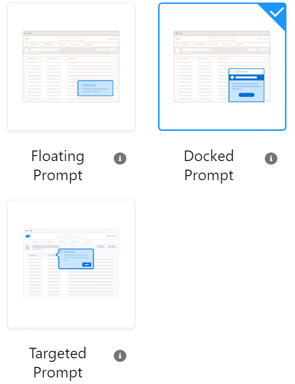 types of salesforce in-app guidance prompts