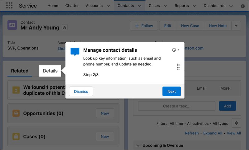 salesforce in-app guidance targeted prompt