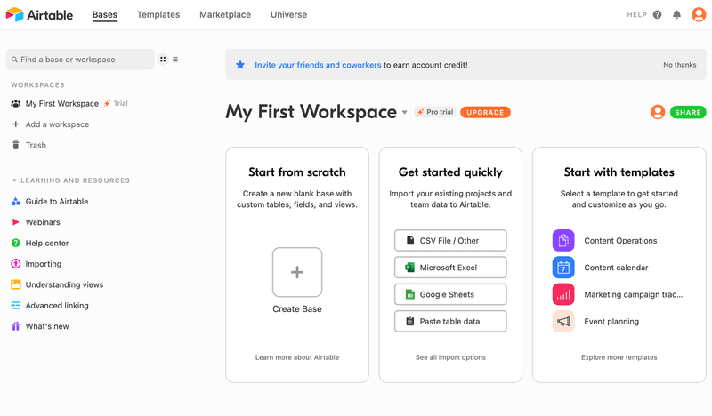 Airtable empty state