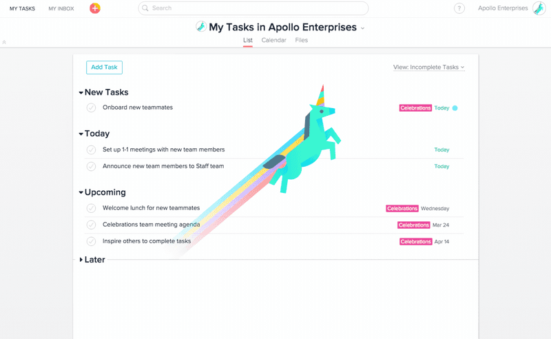 Asana's in-app gamification