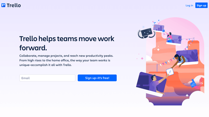 Screenshot of Trello welcome page.