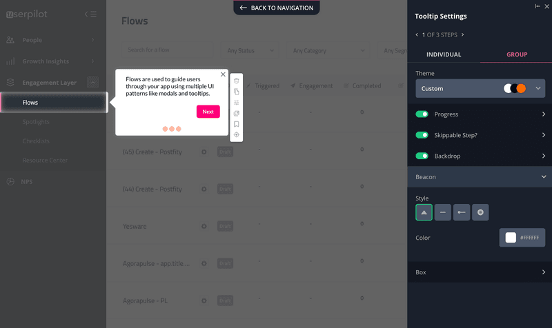 Screenshot of Userpilot progress.