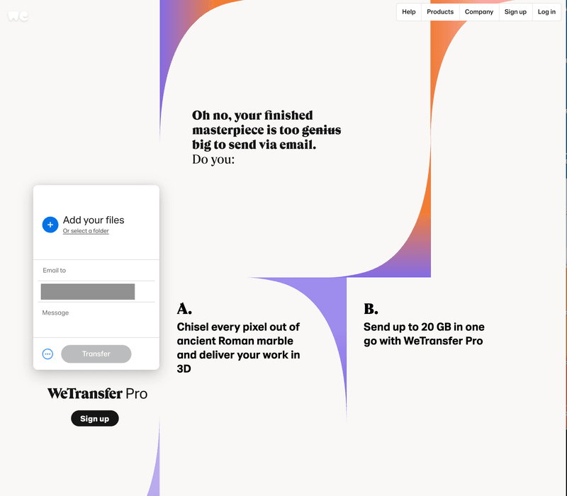 WeTransfer loading page