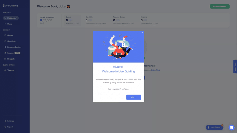 UserGuiding is perfect for small businesses that want to create in-app experiences.