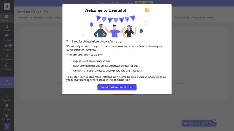 Automation feature example of In-app messaging example in Gainsight competitor, Userpilot