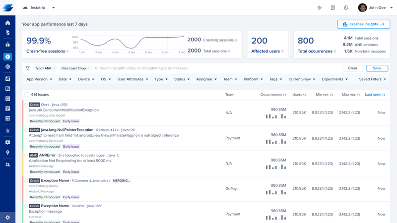 Mobile app analytics tools: Instabug