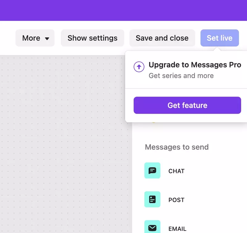 Intercom’s upsell tooltip