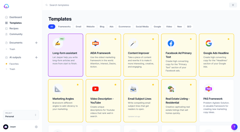 Jasper-templates-ai-marketing-tools