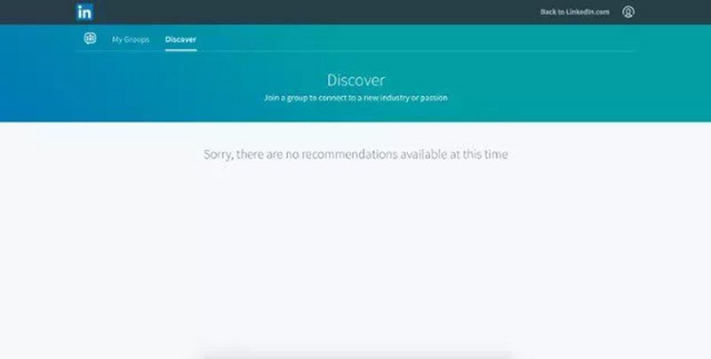 A screenshot of Linkedin's empty onboarding screen which creates a bad user onboarding experience