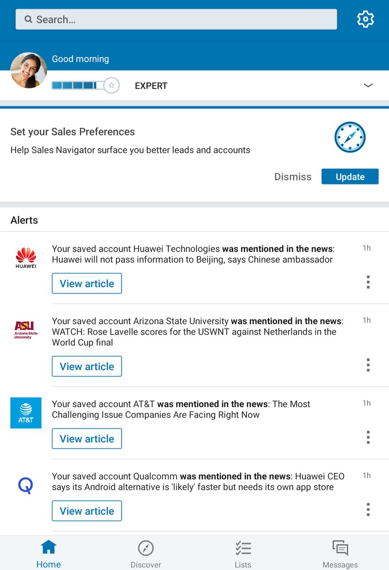 LinkedIn Sales Navigator onboarding screen