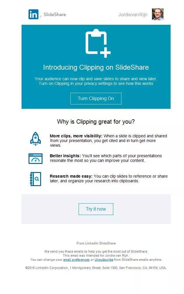 New feature announcement email: Clipping