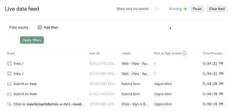 heap event tracking tool