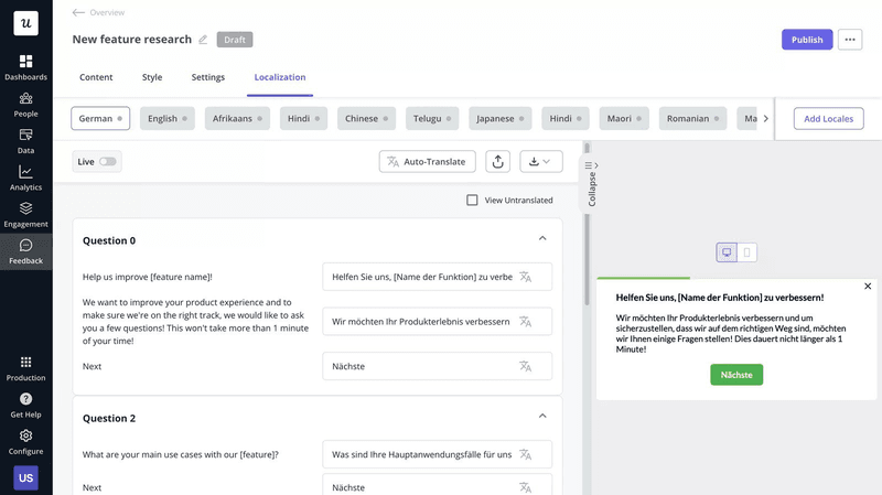 Localized surveys for global users.