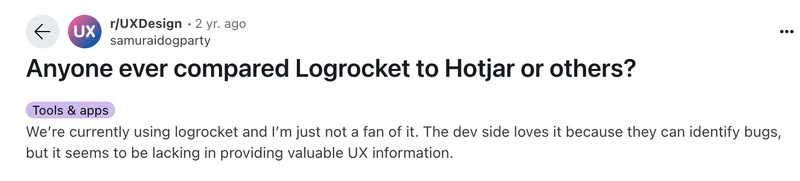 logrocket reddit rant