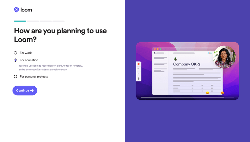 loom microcopy welcome survey example