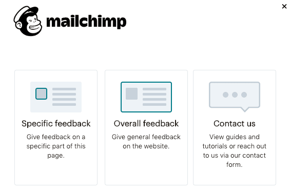 Mailchimp 3-format feedback survey
