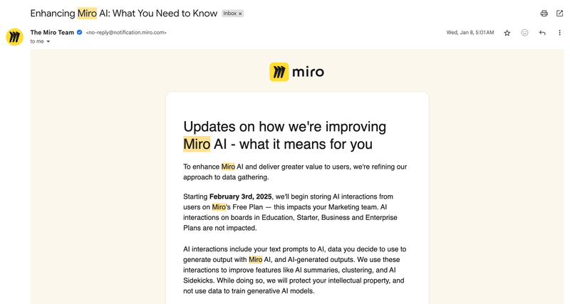 miro data collection notice.