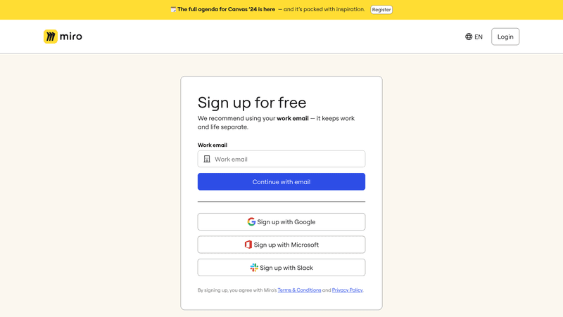 SaaS onboarding best practices: Offer SSO, like Miro
