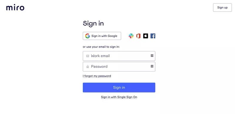 The Miro signup page.
