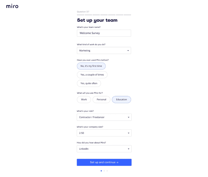 miro welcome survey example