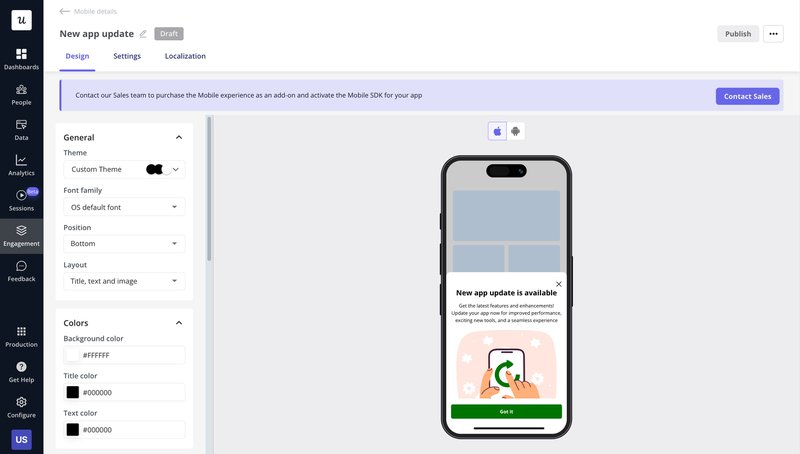 mobile app slideout - app conversion optimization
