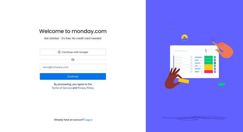 monday.com signup page