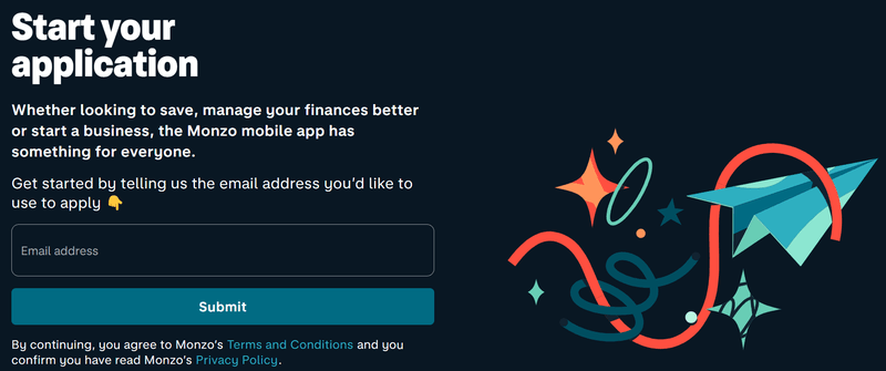 How to create client onboarding process in financial services: Simplify the sign-up process. Source: Monzo