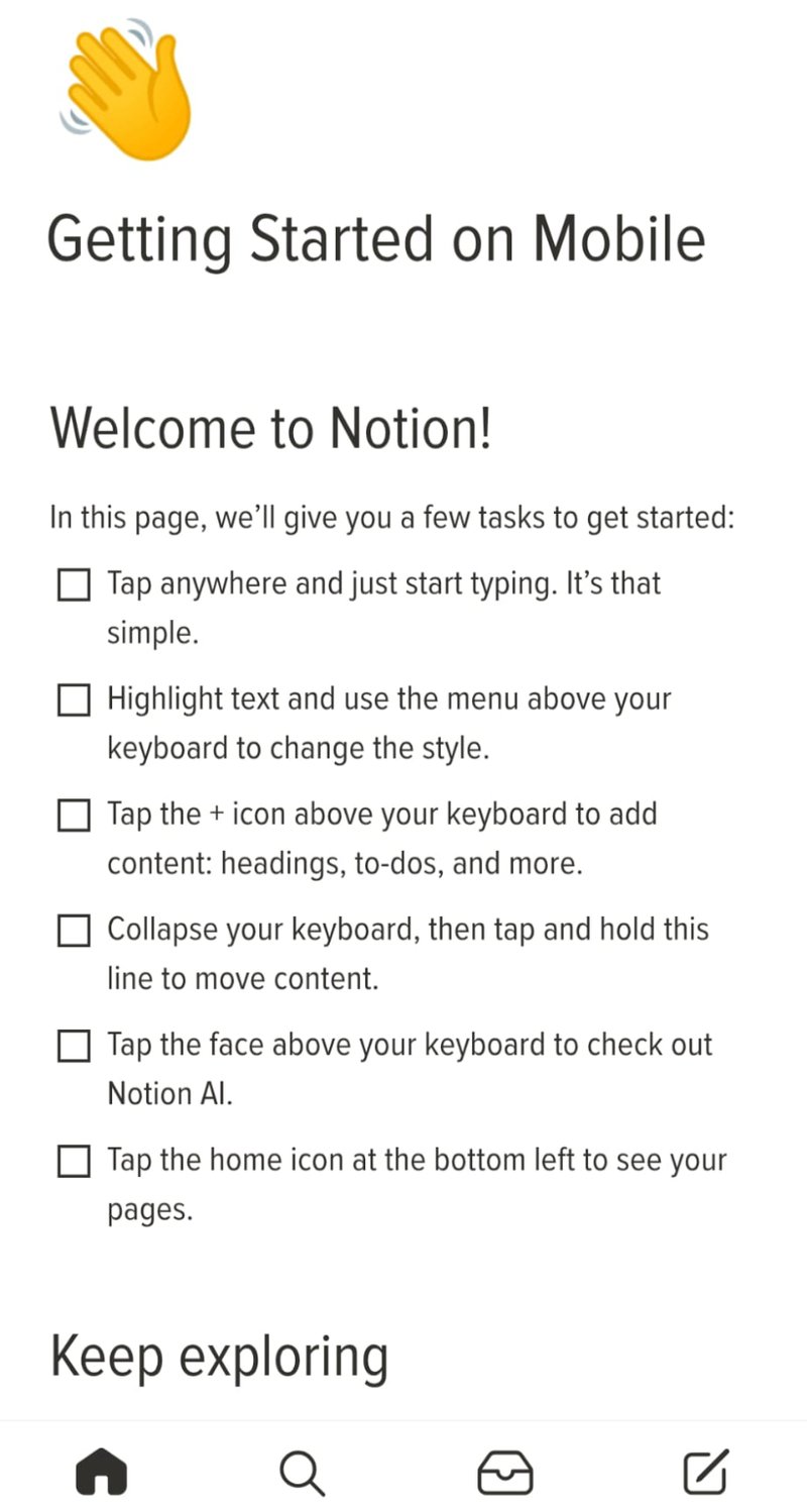 Notion onboarding checklist