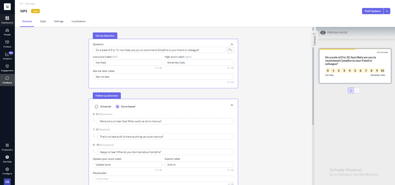 An example of a NPS survey you can create with Userpilot