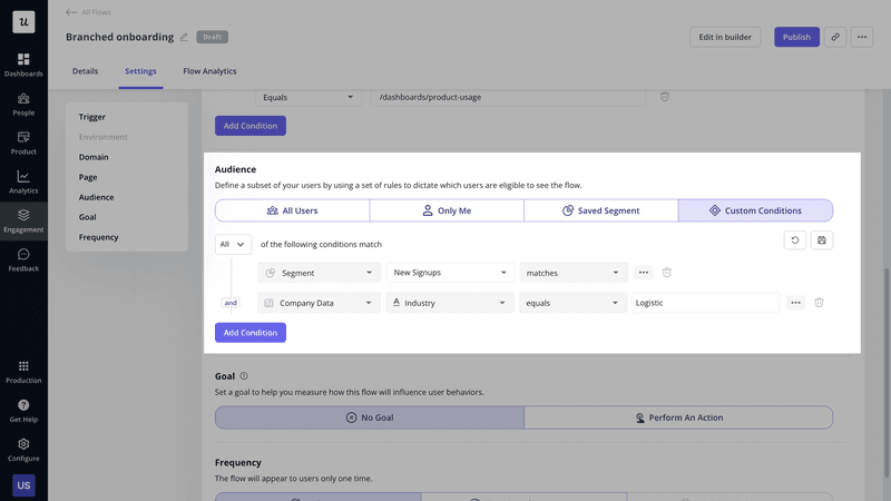 Audience settings in Userpilot