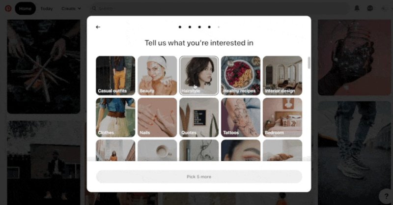 Pinterest onboarding experience